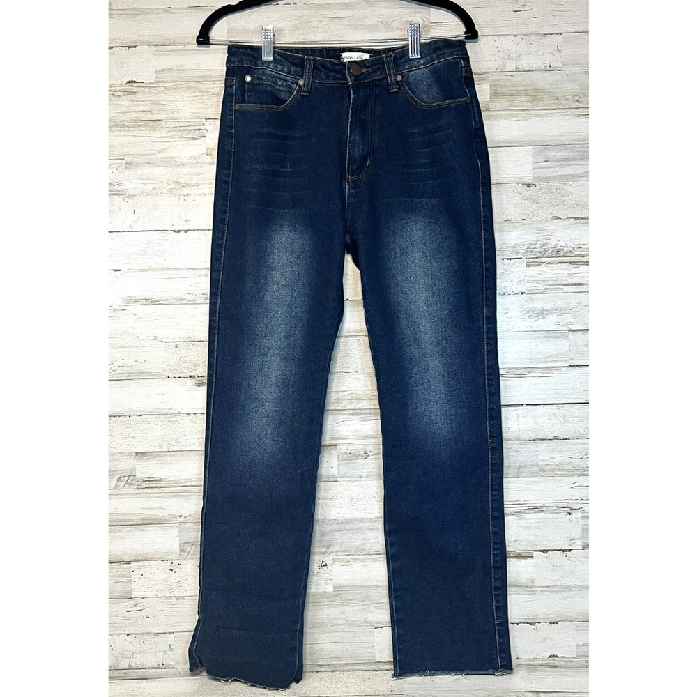 Kendall Kylie Jeans Size 9/10 Blue Kouture High Rise Straight Frayed Hem